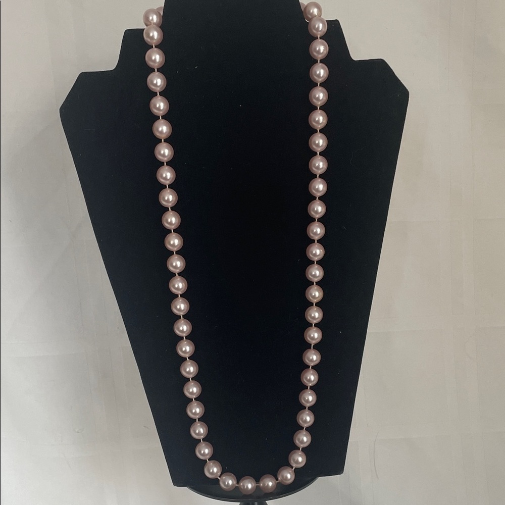 Elegant Blush Faux Pearl Strand Necklace - Brand 15” at the drop.